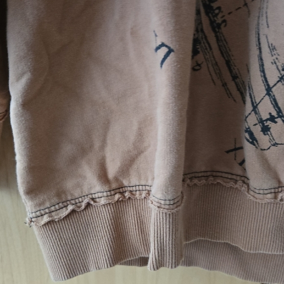 Urban Outfitters Tan, Distressed Palmistry Graphic Hoodie, Celestial, M, GUC - Picture 5 of 13